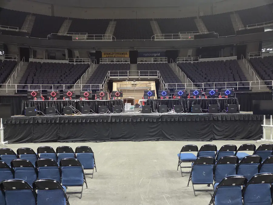 The competition stage set up inside MVP Arena