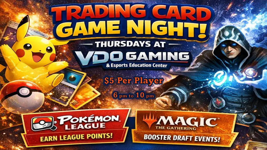 Trading Card Night event flyer